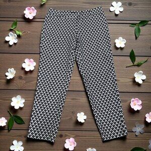 White House Black Market Slim Ankle Pants 6R Geometric Preppy Mod Career Stretch